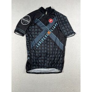 Mens Cycling Castelli Team Jersey Full Zip Black Blue Size Small NWT